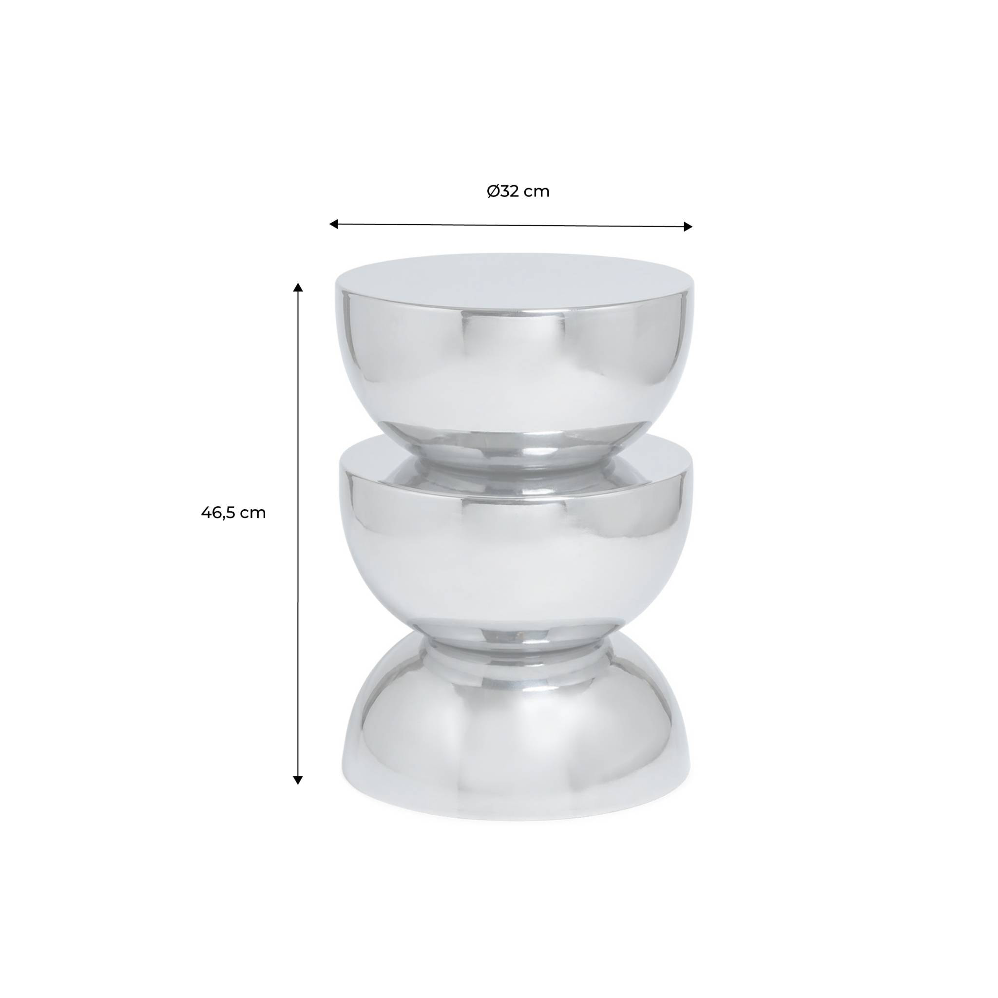 Table d'appoint, bout de canapé, table de chevet acier inoxydable chromé Ø32 x H46,5cm COUMBA