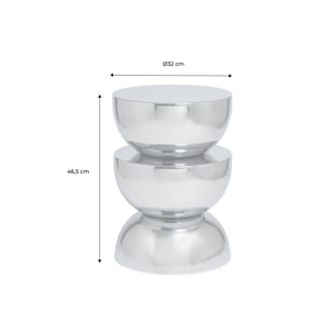 Table d'appoint, bout de canapé, table de chevet acier inoxydable chromé Ø32 x H46,5cm COUMBA