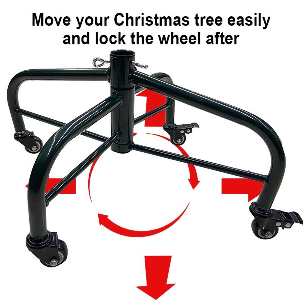 Base per albero di natale in metallo nero con ruote cm73