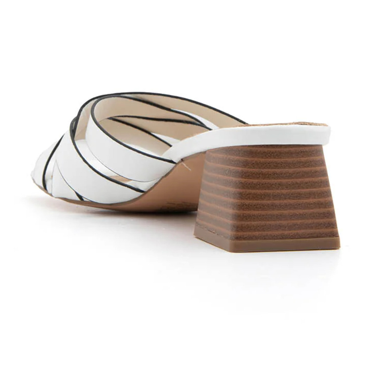 Sabot cross-band con tacco quadrato - BIANCO