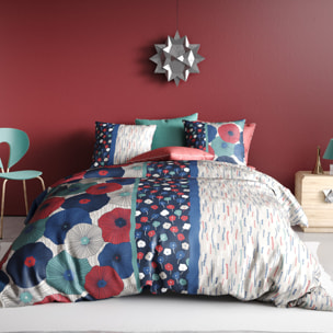 Parure housse de couette imprimé 100% coton - agueda - bleu