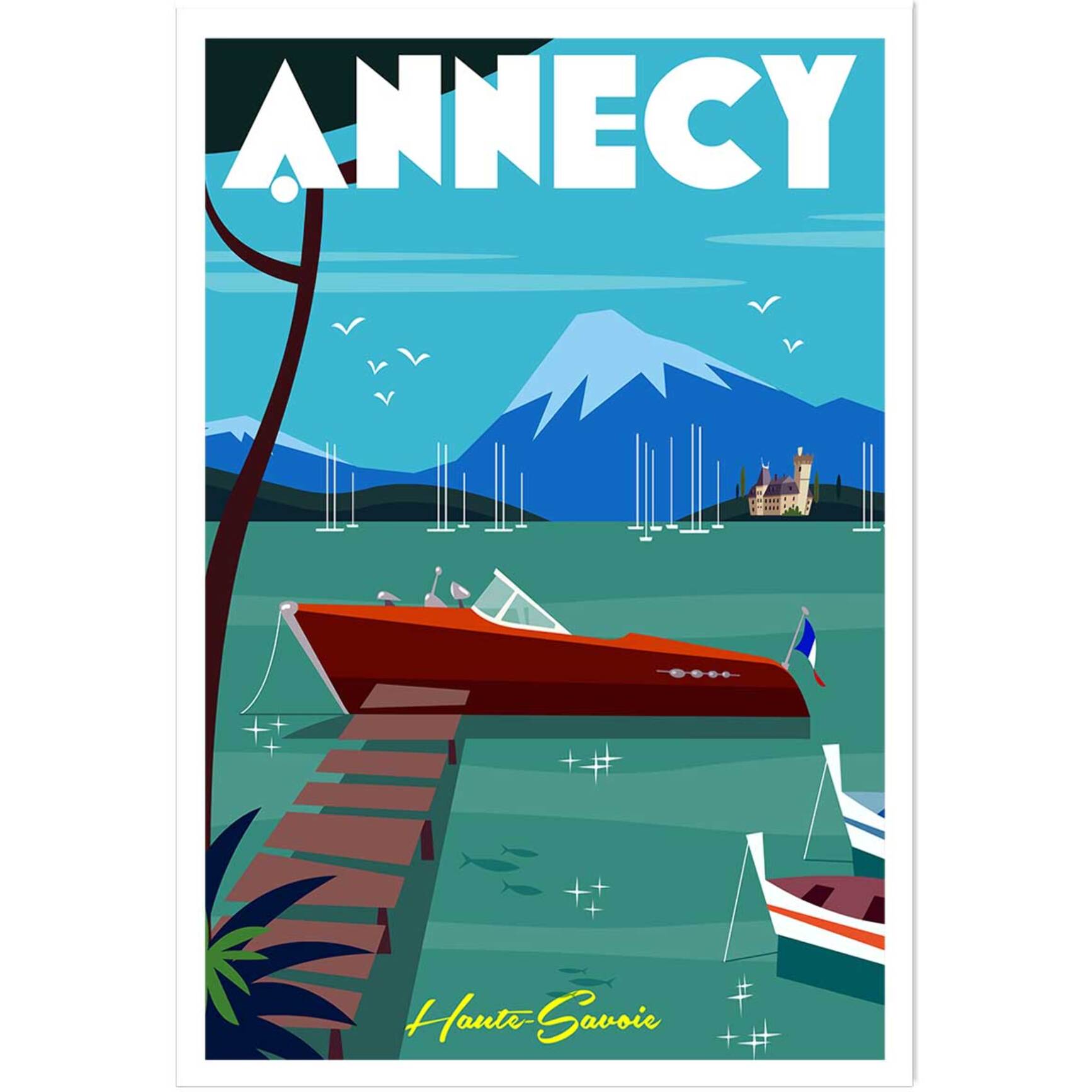 Poster de château et lac d' annecy Affiche seule