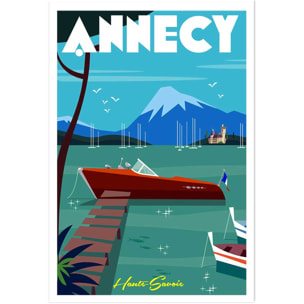Poster de château et lac d' annecy Affiche seule