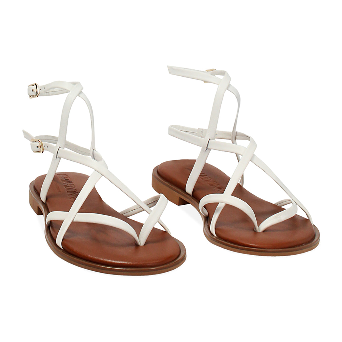 Sandali bassi donna bianchi in pelle