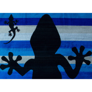 Telo Mare Spugna Jacquard Spiaggia Disegno Geko Stripe