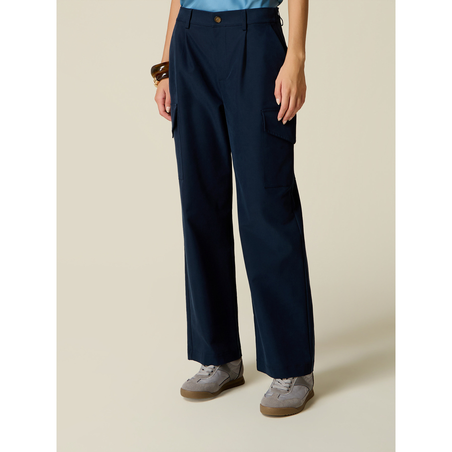 Oltre - Pantalones cargo de sarga - Azul