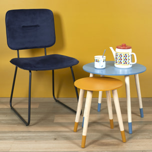 Table Gigogne Bicolore Bleu Jaune X2