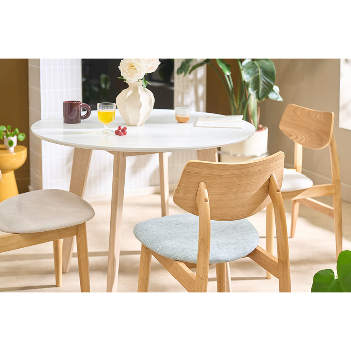Chaises scandinaves en bois clair et tissu vert céladon (lot de 2) ELION