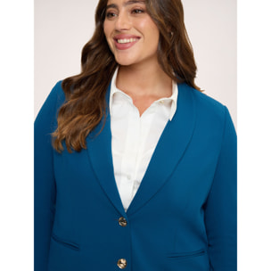 Fiorella Rubino - Blazer cropped in tessuto stretch - Ottanio