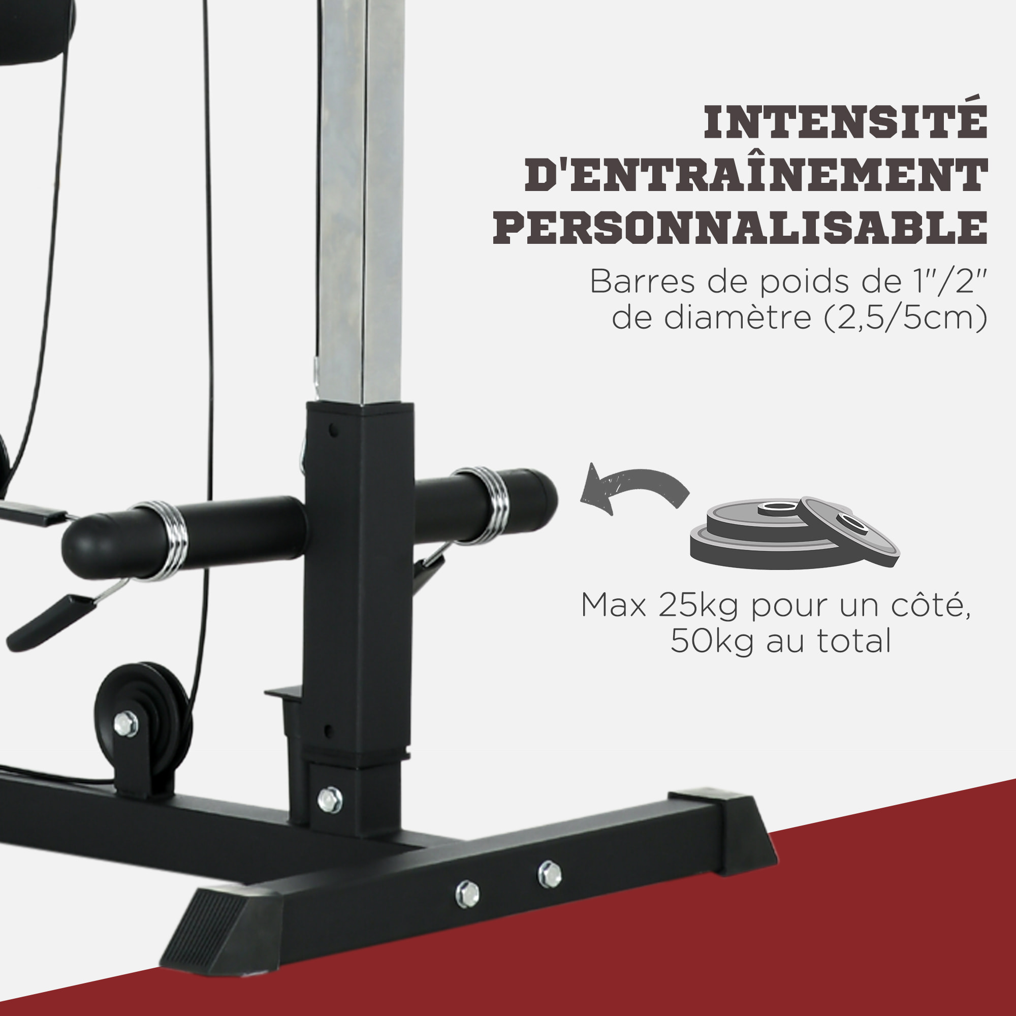 Station de musculation tirage poitrine - lat pulldown machine - bande de résistance, siège réglable - noir