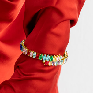 Pulsera con Cristal Multicolor acabado oro 18k