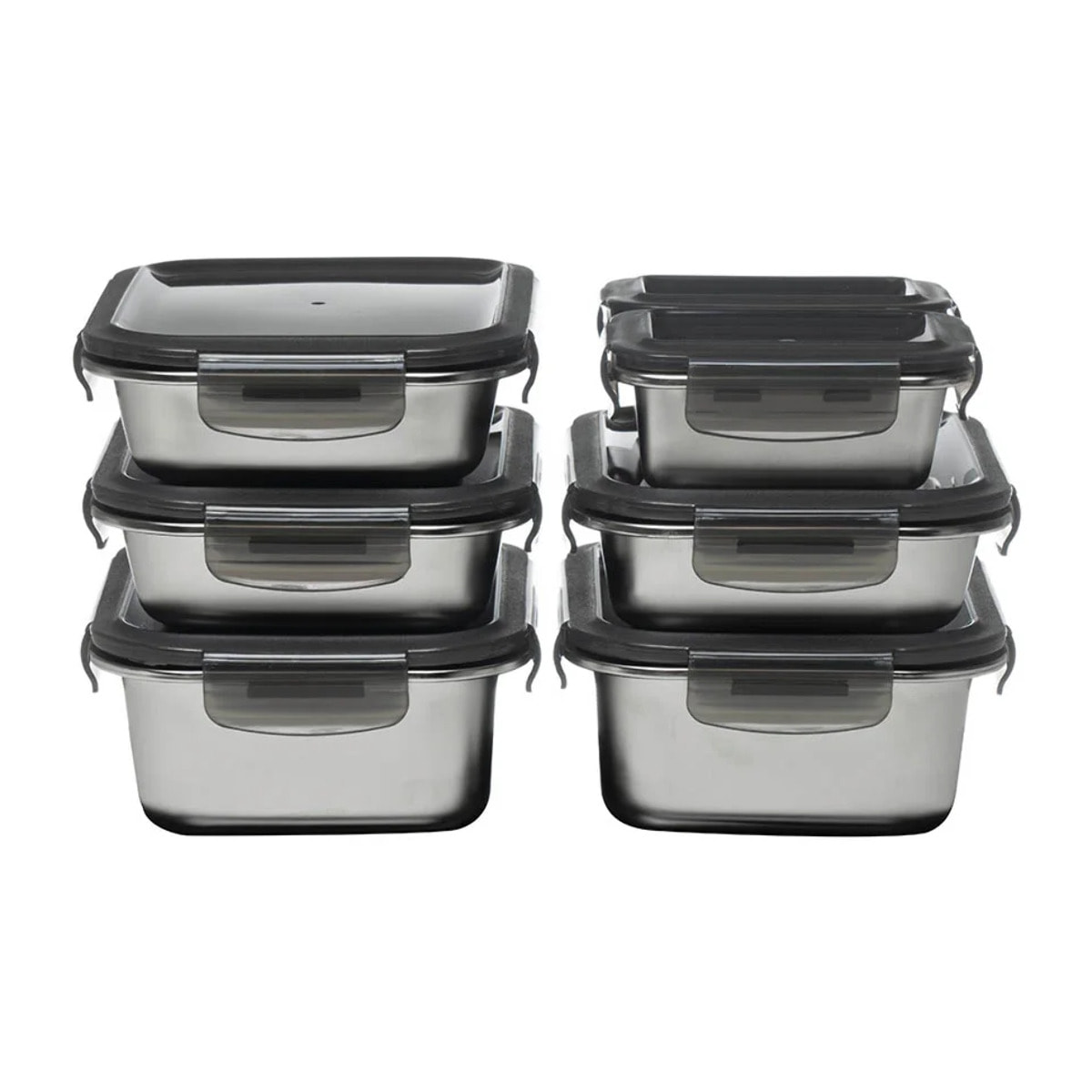 Lot de 7 boîtes rectangulaires en inox (260, 820, 1200 ml)