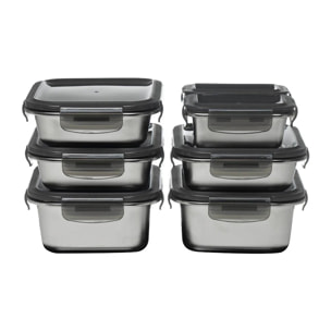 Lot de 7 boîtes rectangulaires en inox (260, 820, 1200 ml)