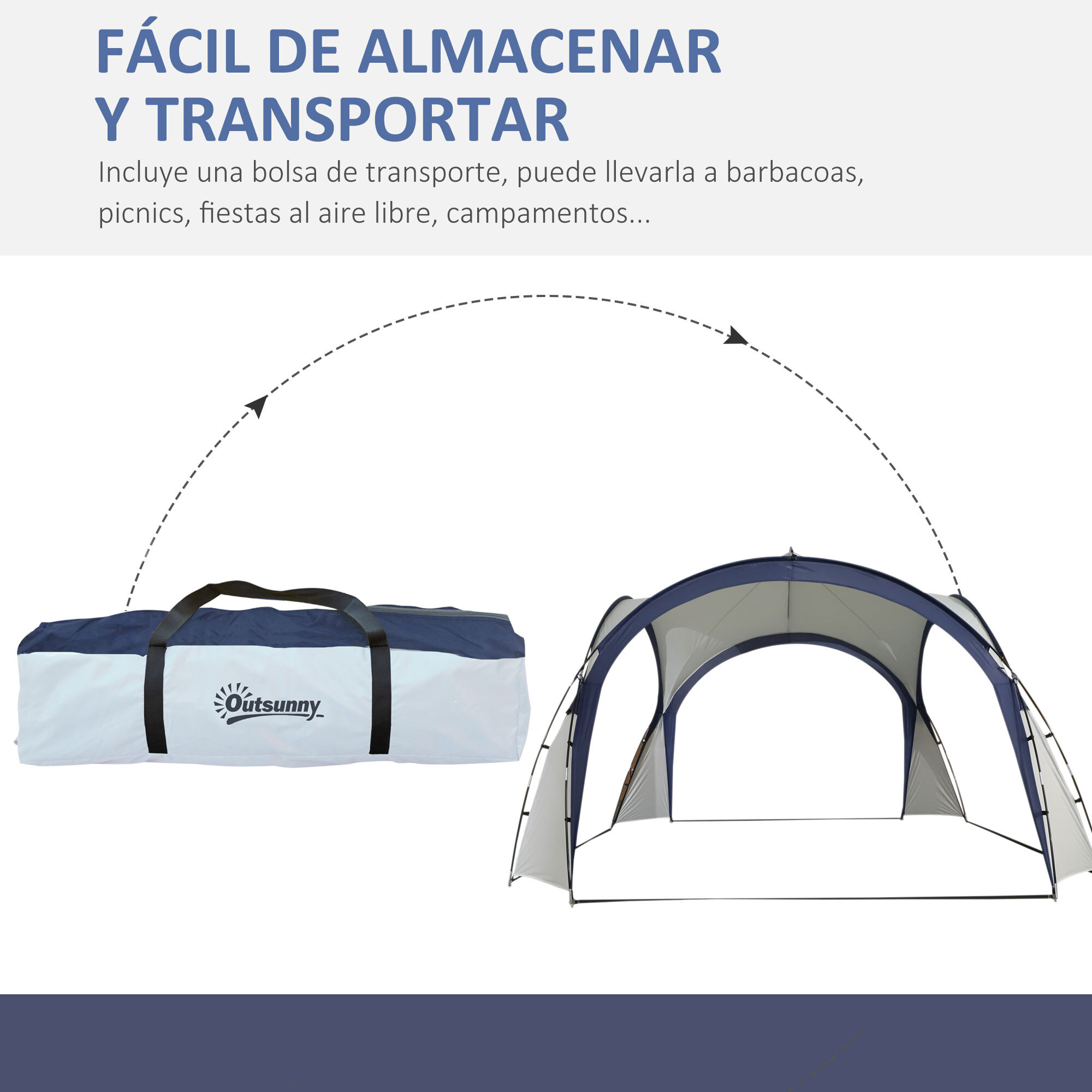 Carpa Tienda de Fiesta Gazebo 3.5x3.5m Toldo Abierto para Eventos Camping