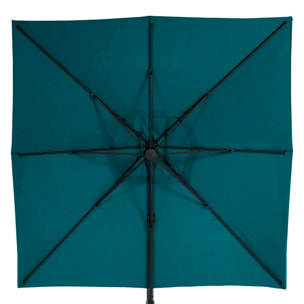 Parasol déporté carré inclinable Éléa Bleu canard & Graphite