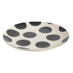 Set de vajilla de 12 piezas de gres con lunares negros (4 platos llanos 27 cm, 4 platos hondos 21 cm y 4 platos de postre 19 cm) – Dots La Maison