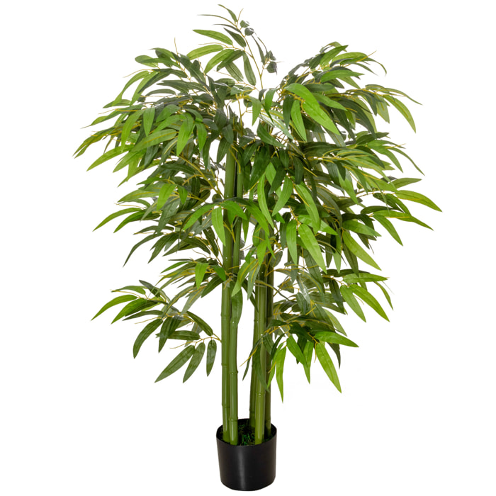 Bambou artificiel H.1,40m 6 pieds 780 feuilles denses réalistes pot inclus vert