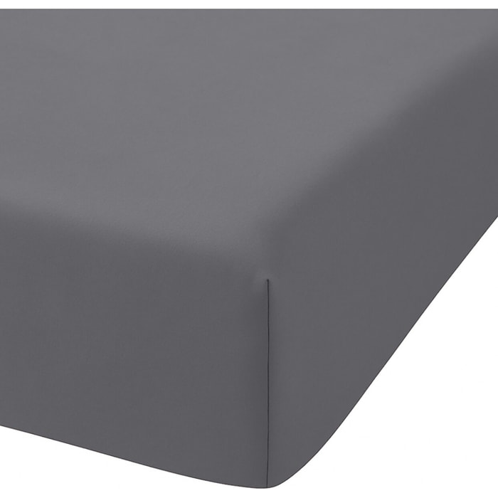 Drap Housse - Bonnet:30cm 100% percale Coton 80fils Uni Gris