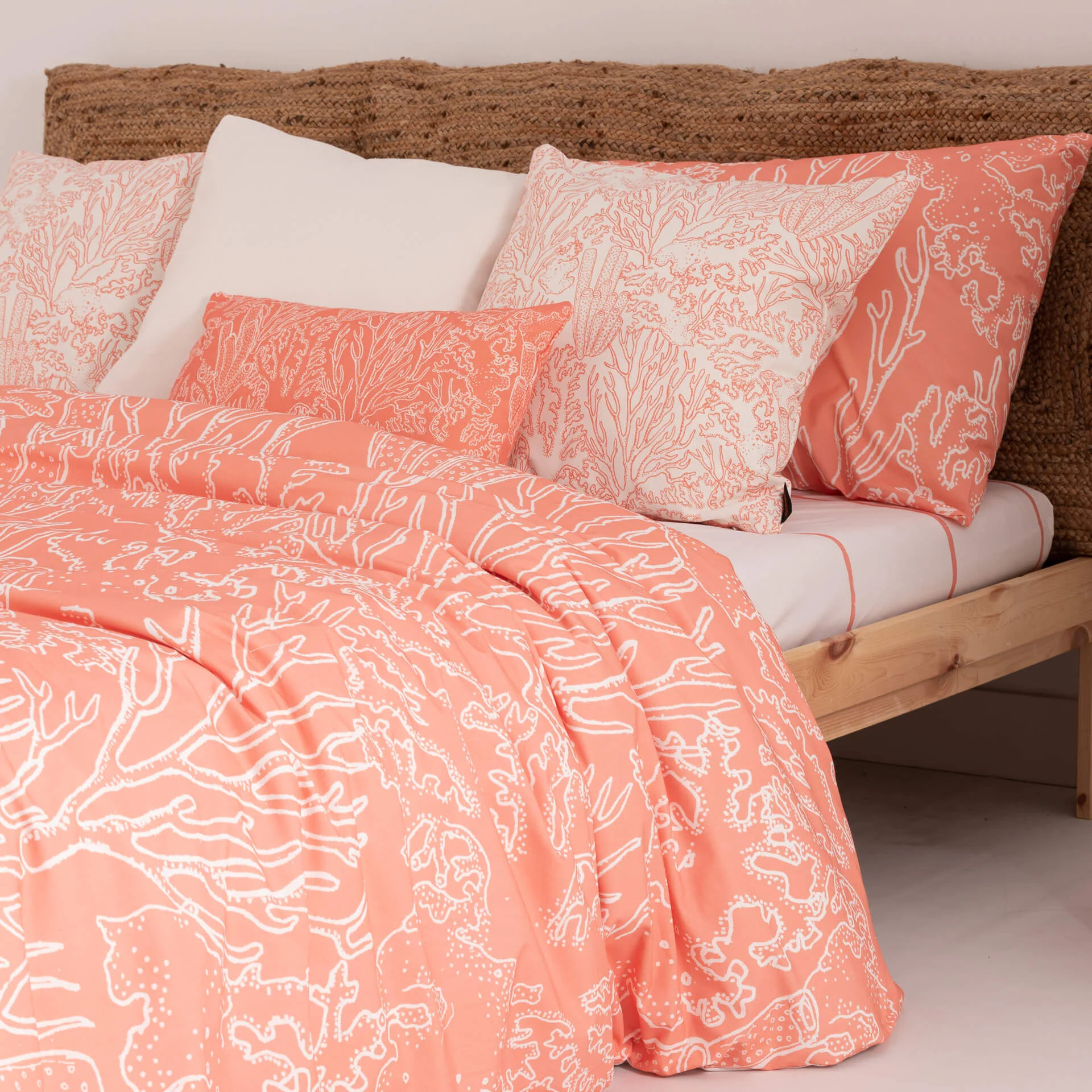 Housse de couette en 100% coton 157 fils Estarit Corail