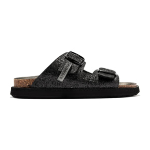 Sandalias de Mujer Cierre Hebilla en Negro Brillante Vibe Buckle