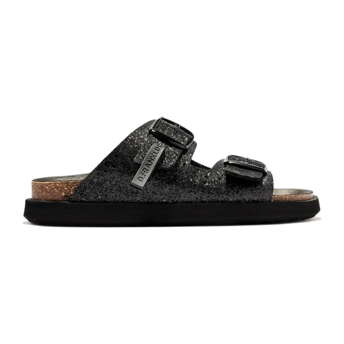Sandalias de Mujer Cierre Hebilla en Negro Brillante Vibe Buckle