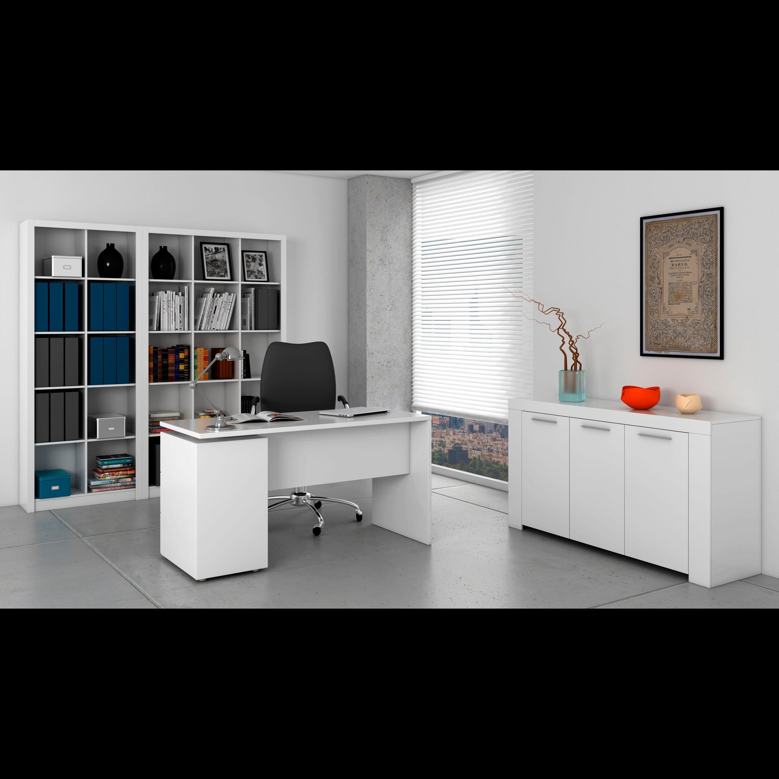 Scrivania con Tre Cassetti Terrasa Scrittoio Mobile per Computer Desk da Ufficio Soggiorno Sala da Pranzo 138 x 74 x 60 cm Colore Bianco