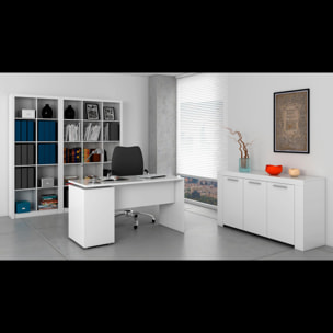 Scrivania con Tre Cassetti Terrasa Scrittoio Mobile per Computer Desk da Ufficio Soggiorno Sala da Pranzo 138 x 74 x 60 cm Colore Bianco