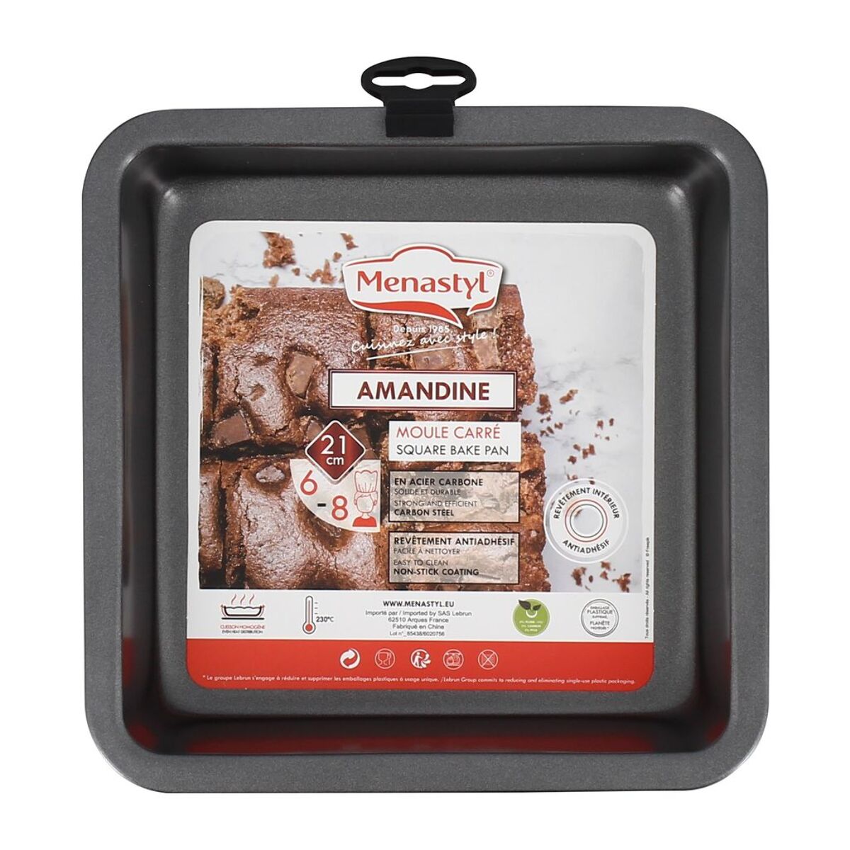 Moule à gâteau à forme carré en acier carbone 22,5cm AMANDINE