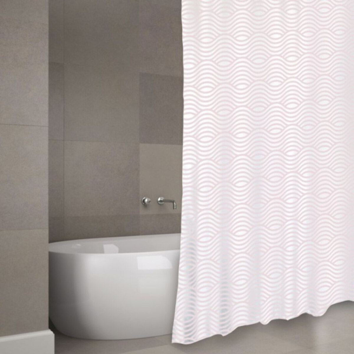MSV Rideau de douche Polyester WAVE 180x200cm QUALITE PREMIUM Rose Pastel - Anneaux inclus