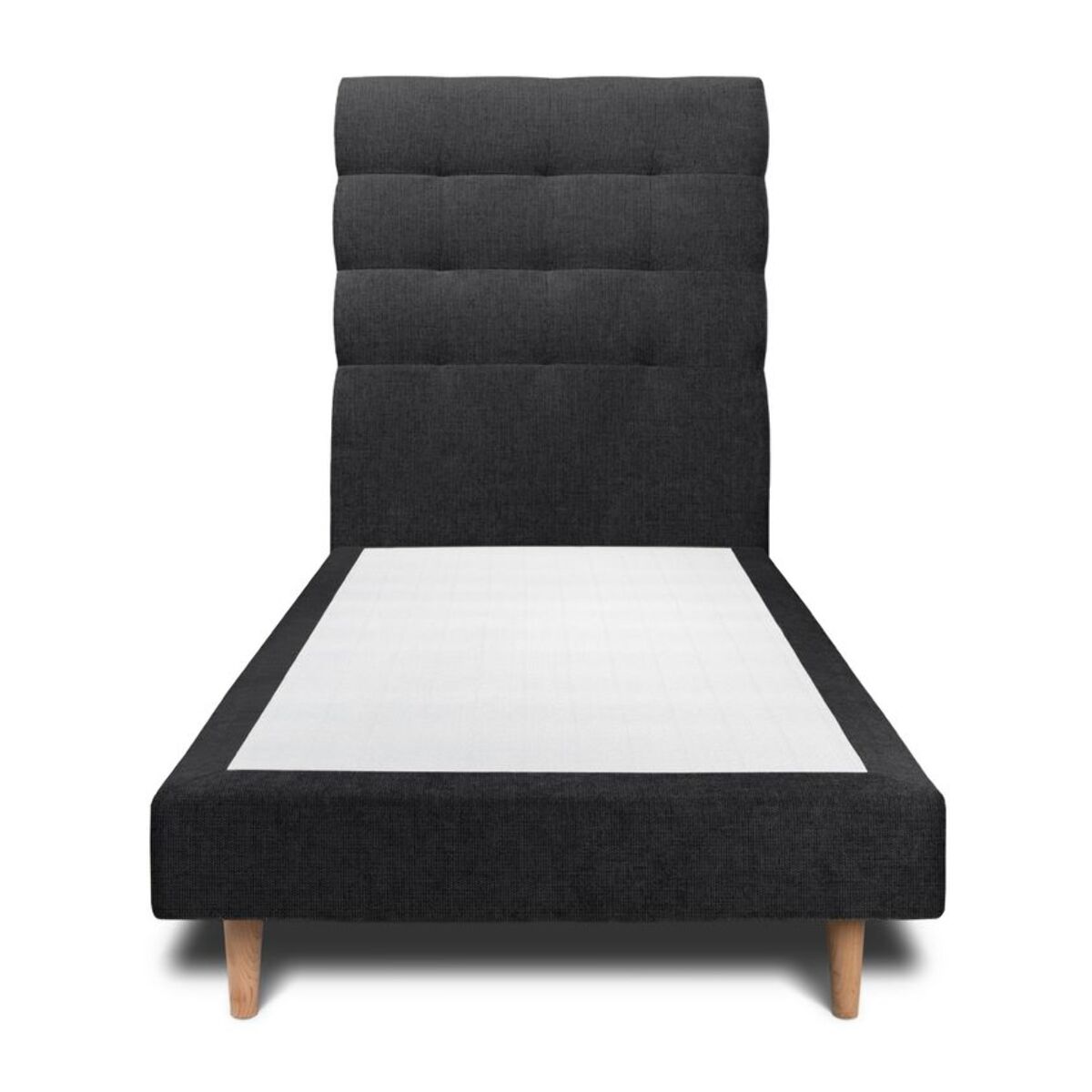 Lit avec tête de lit capitonnée tissu et sommier tapissier Ep14