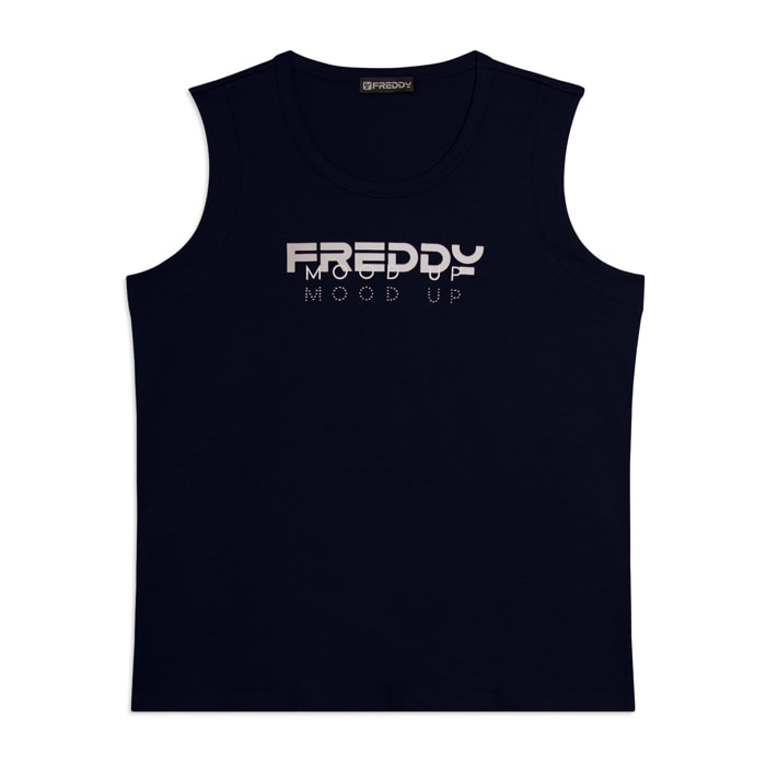 Canotta in Jersey con Logo FREDDY e Scritta "Mood Up"