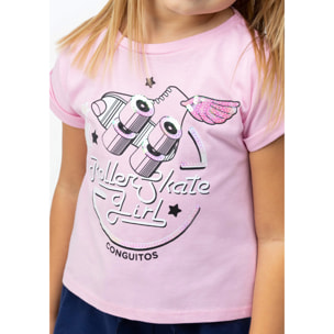 Camiseta De Niña Lentejuelas Rosa