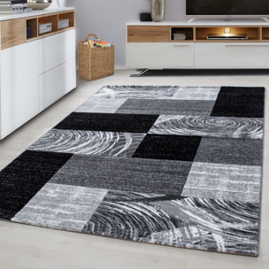 PARMA - Tapis à poils ras à motif géométrique noir - PAR9220NOI