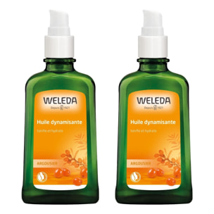 WELEDA - Duo Huile dynamisante à l'Argousier - Soin corporel - Revitalise et régénère - Vegan* -Certifié Natrue** - Flacon-pompe 100 ml  x 2
