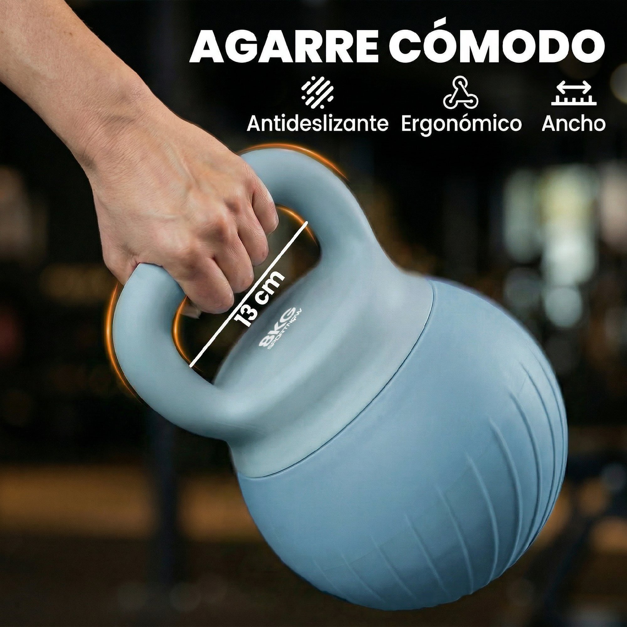 Pesa Rusa 8 kg, Soft Kettlebell Relleno de Arena Metálica y Mango Antideslizante, para Entrenamiento Culturismo en Casa, Gimnasio, Azul Claro