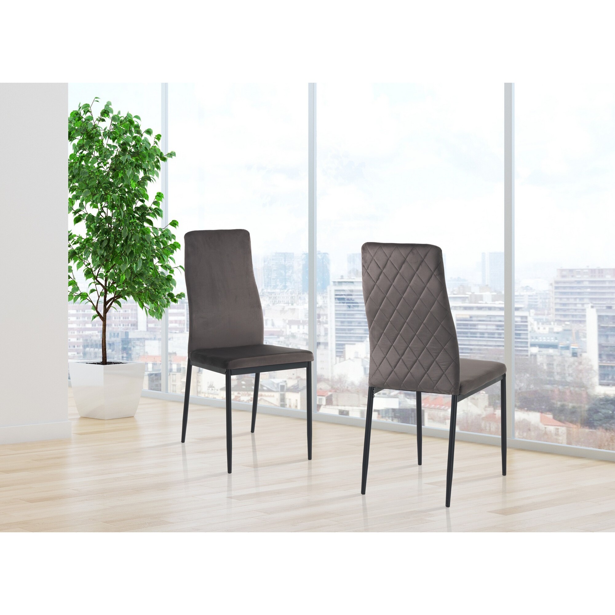 Tomasucci Lot de 6 Chaises FEFE' GRIS FONCÉ