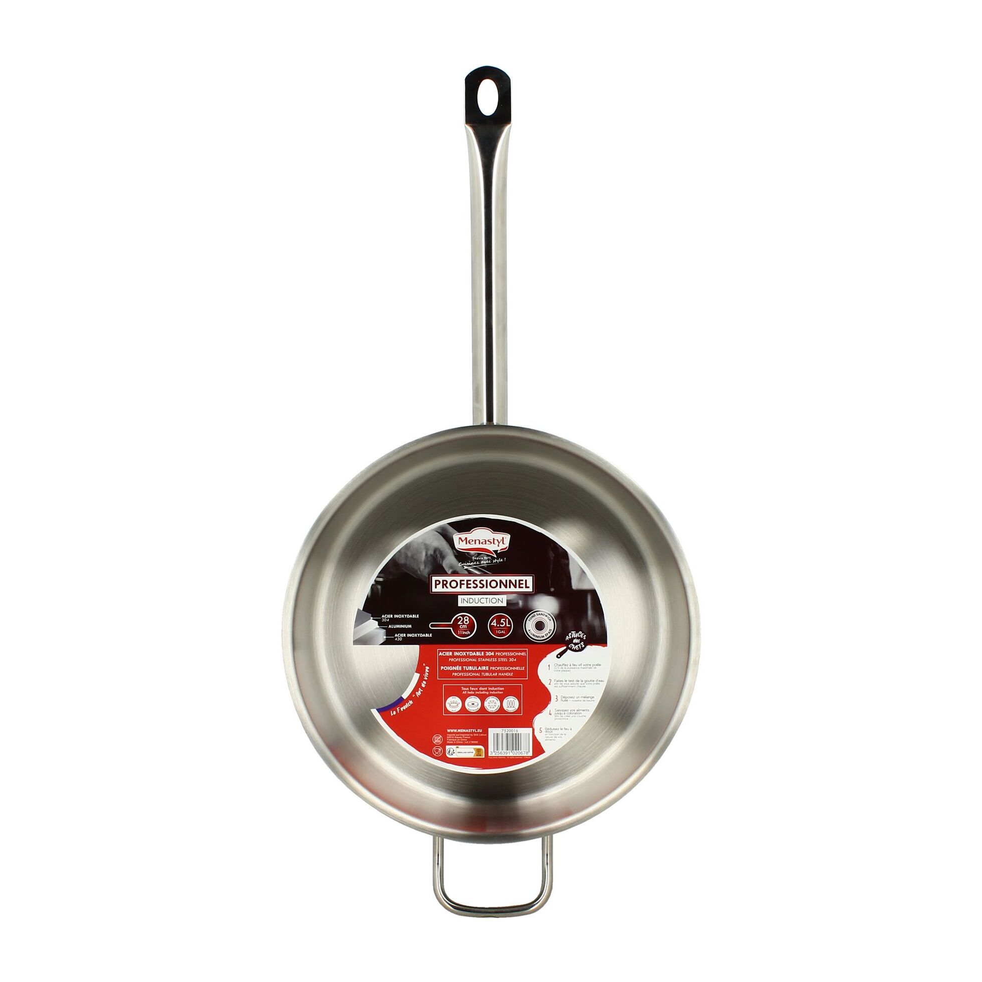 Sauteuse professionnelle en inox 28cm - tous feux PROFESSIONNEL