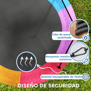 Columpio Nido Infantil, Ø120 cm, Altura Ajustable, Columpio Redondo para Bebés para Árbol, Carga 300 kg, para Interior y Exterior, para 4 Niños de 3 a 8 Años, Multicolor