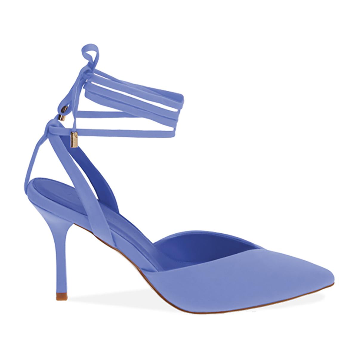 Décolleté slingback viola in tessuto, tacco 8,5 cm