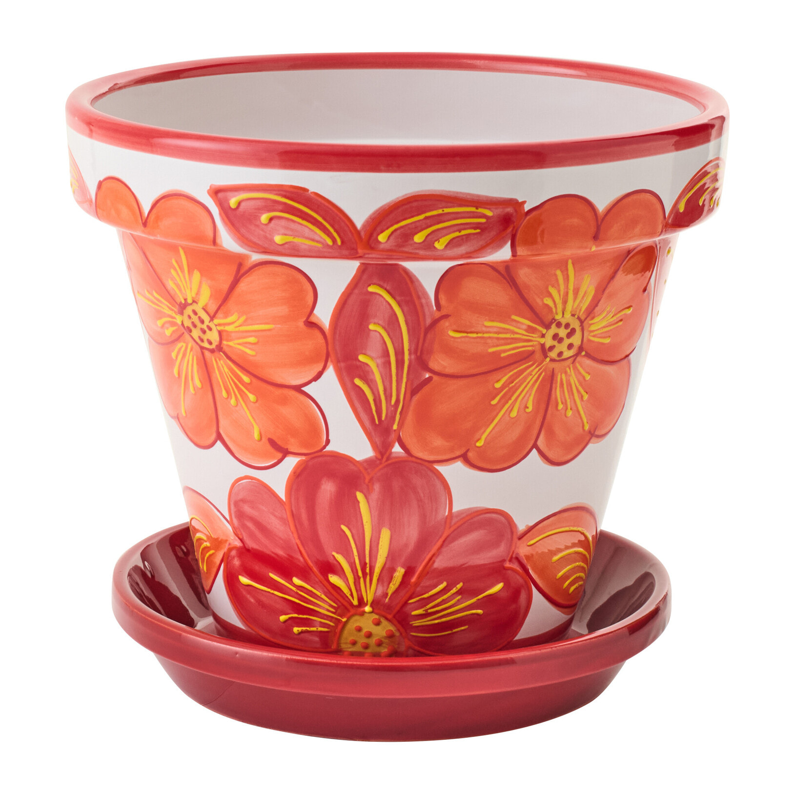 J-Line Cache-pot - céramique - orange/blanc - large