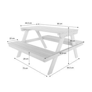 Table de pique-nique, salon de jardin enfant bois d'acacia 4 places CAROLINE