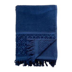 Serviette de bain éponge velours unie - Romance Bleu marine - 90x170cm - 460g/m²