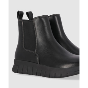 Botines de Piel - Negro - Tacón: Bajo
