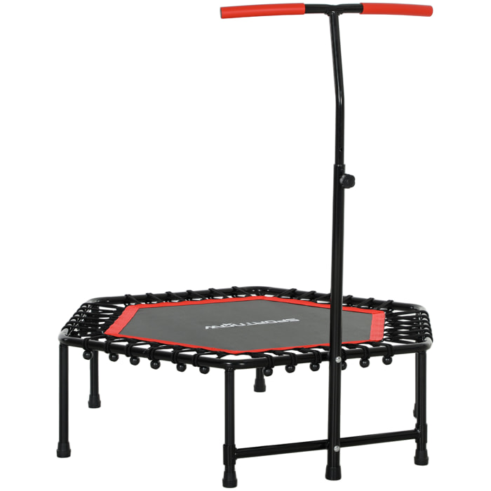 Trampolín de Fitness 114x114x132 cm Cama Elástica Fitness con Mango Ajustable de 3 Niveles Marco de Acero para Entrenamiento Piernas Cuerpo en Hogar Oficina Gimnasio Rojo
