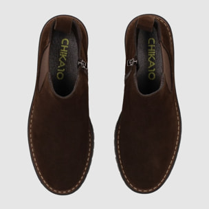 Botines de Serraje - Marron - Tacón: Bajo