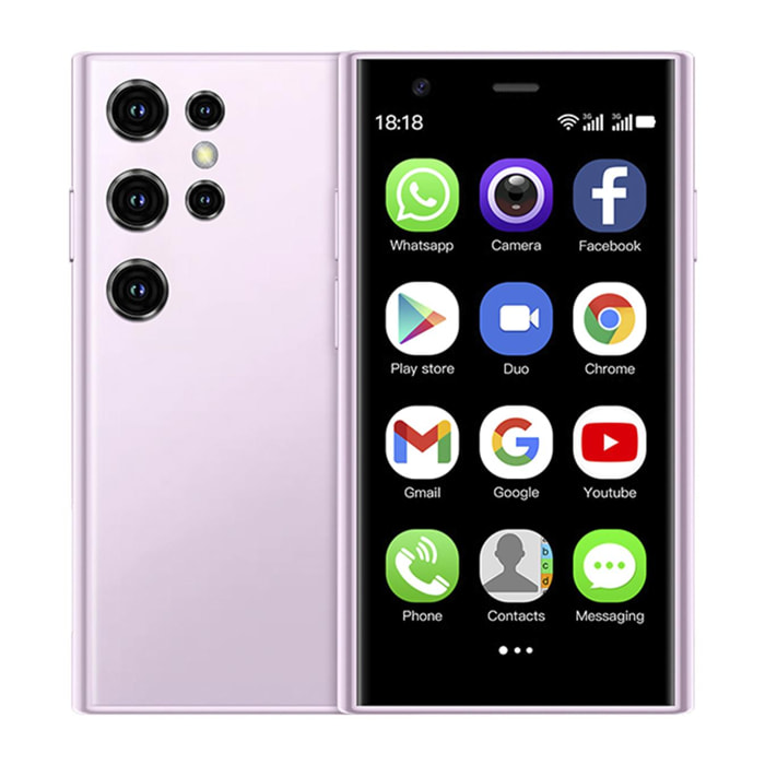 DAM Mini smartphone S23 pro 3G, Android 8.1, 2GB RAM + 16GB. Pantalla 3''.Doble tarjeta SIM. 4,5x1,2x10,2 Cm. Color: Rosa