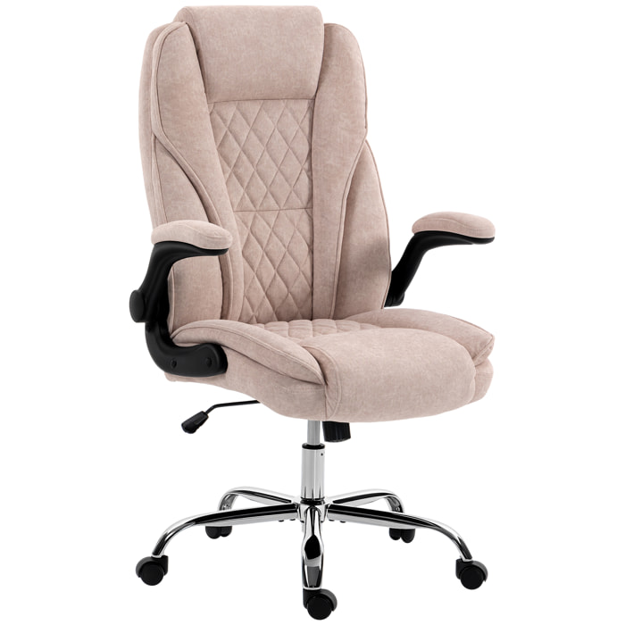 Fauteuil de bureau style Chesterfield réglable accoudoirs rabattables velours rose