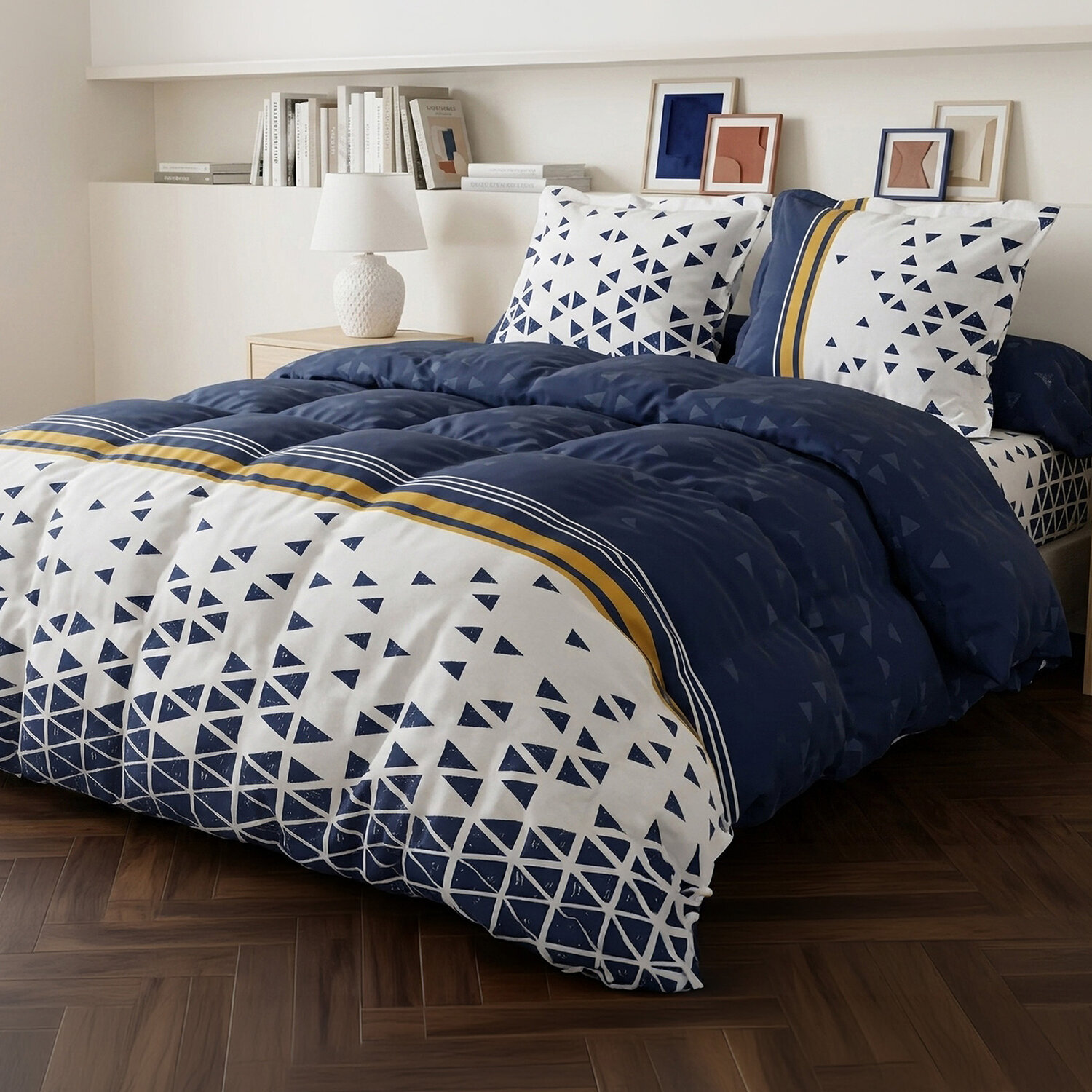Parure Housse De Couette 3pcs 100% Coton 57 Fils Bandol