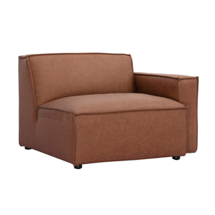 Module d'angle droit pour canapé en cuir marron SPLIT
