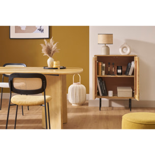 Buffet en bois manguier massif gravé et métal noir 2 portes L70 cm AGRA